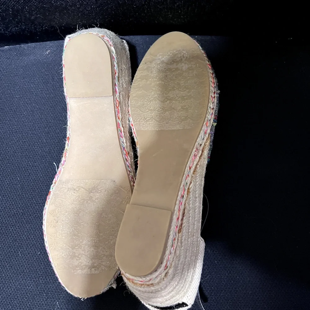 Soft Style Wedges Sandals Shoes Hush Puppies Espadrilles Blue denim sz 8.5