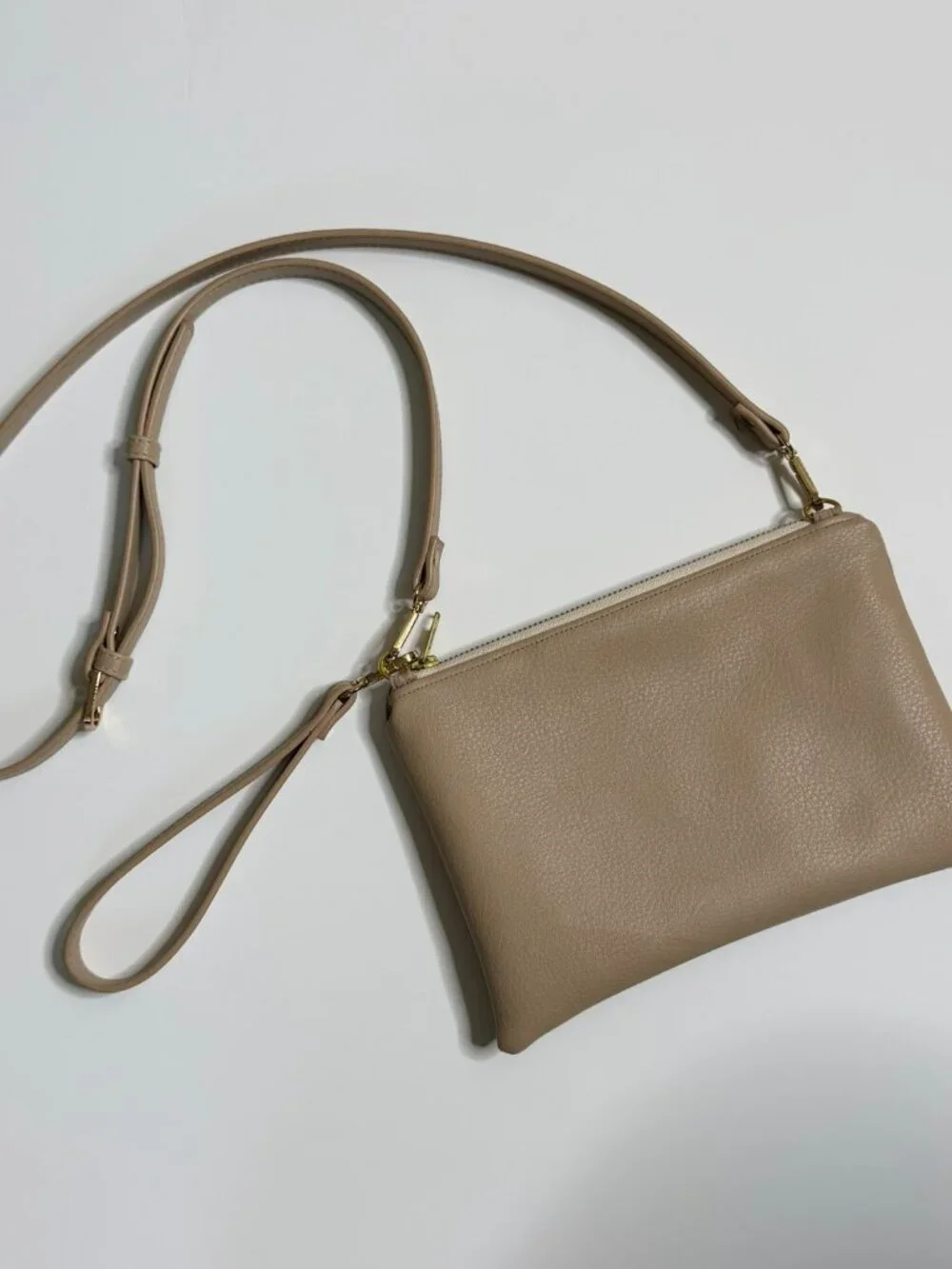 Cassic Tan Vegan Leather Wristlet/Convertible Crossbody Wallet - Modern Mackerie