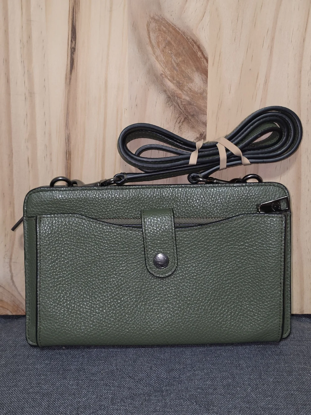 Coach Olive Green Pebbled Leather Crossbody Bag