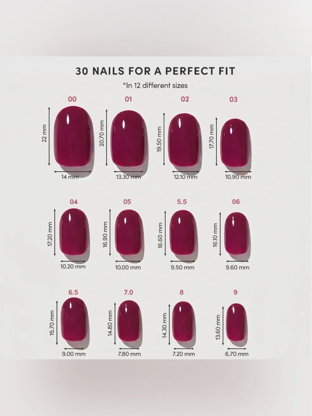 Glamnetic Short Round Berry Maroon Glue On Nails