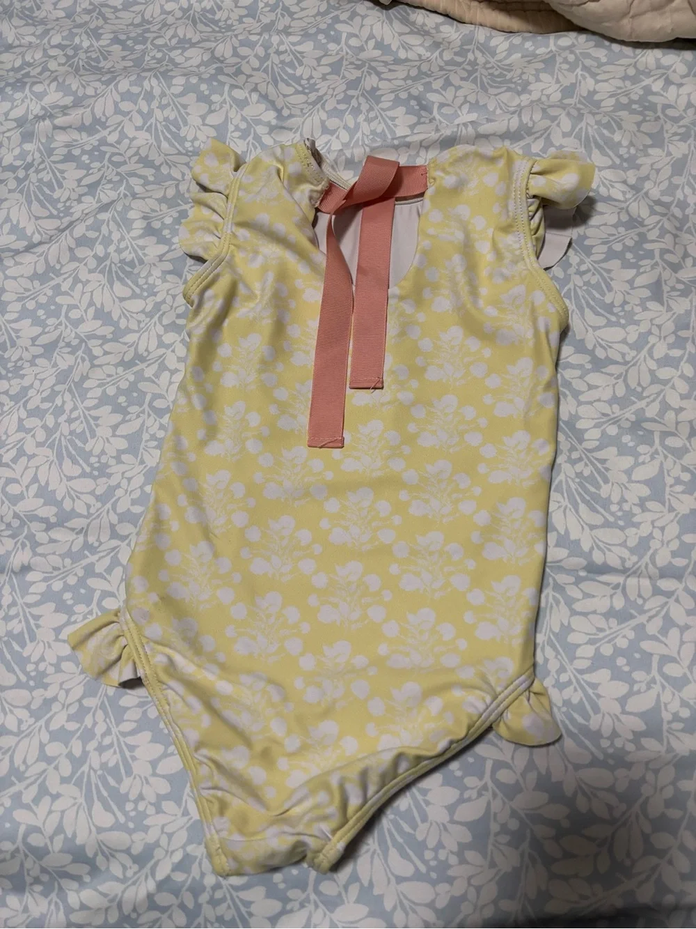 Kids Yellow Floral Ruffle One-Piece Swimsuit