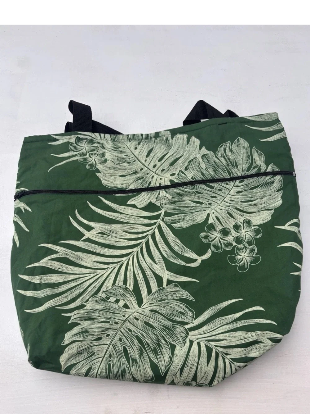 Local Design Hawaii Reversible Tote Bag Blue Sea Turtle Green Tropical Palm Leaf