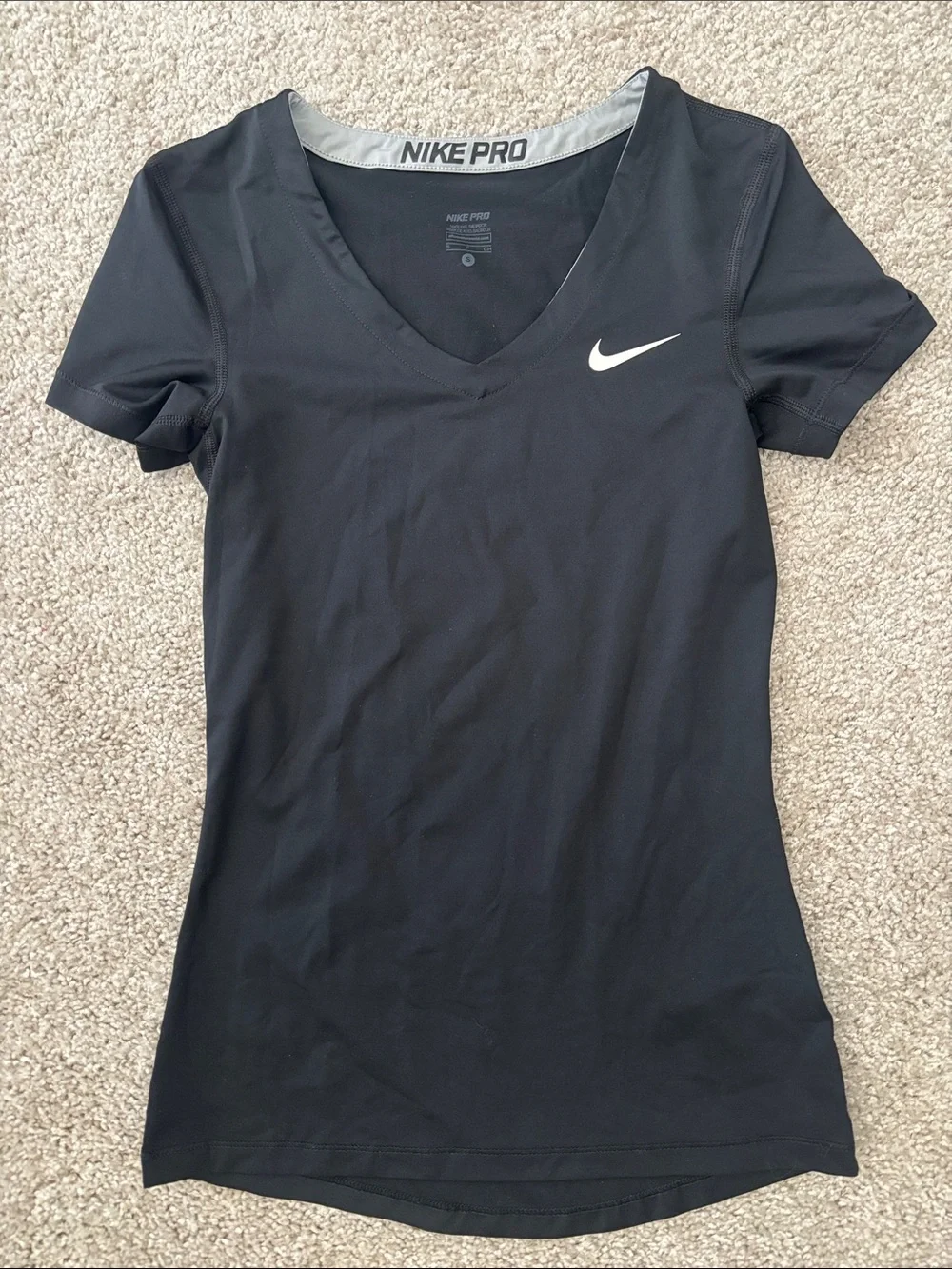 Nike Black V-Neck Dri-FIT Short Sleeve Top