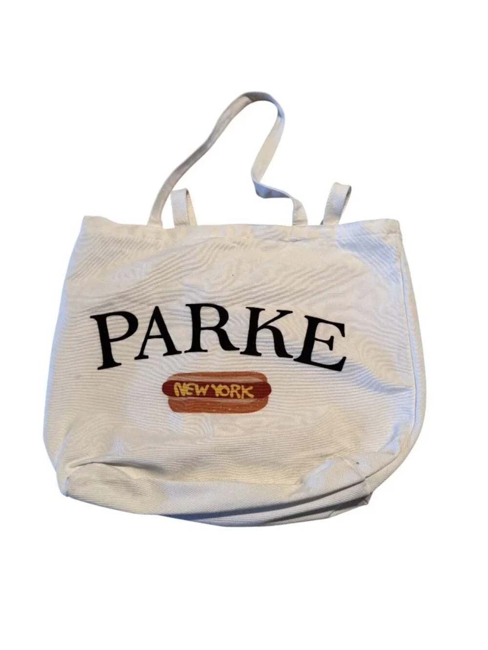 Parke NYC Hotdog Exclusive White Canvas Tote Bag