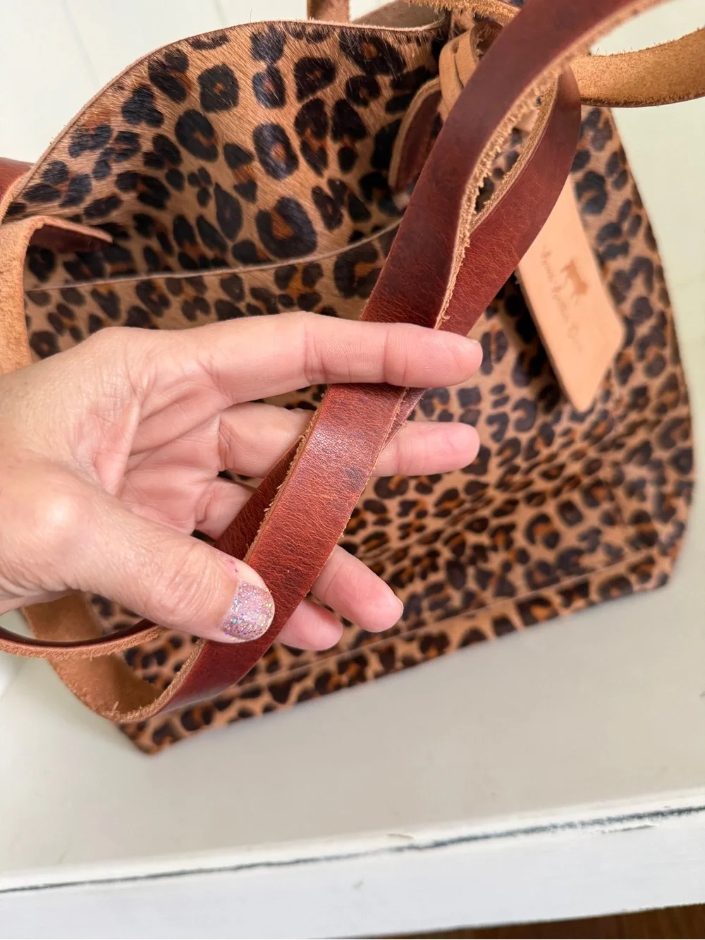 Lamb Leather Goods NEW Leopard Print Hair on Hide Tote with Horween Leather
