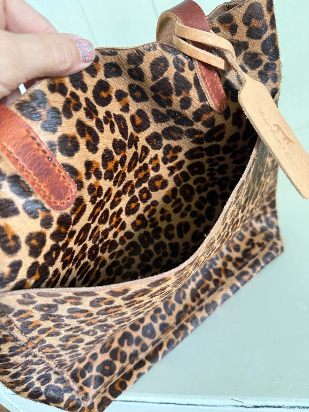Lamb Leather Goods NEW Leopard Print Hair on Hide Tote with Horween Leather