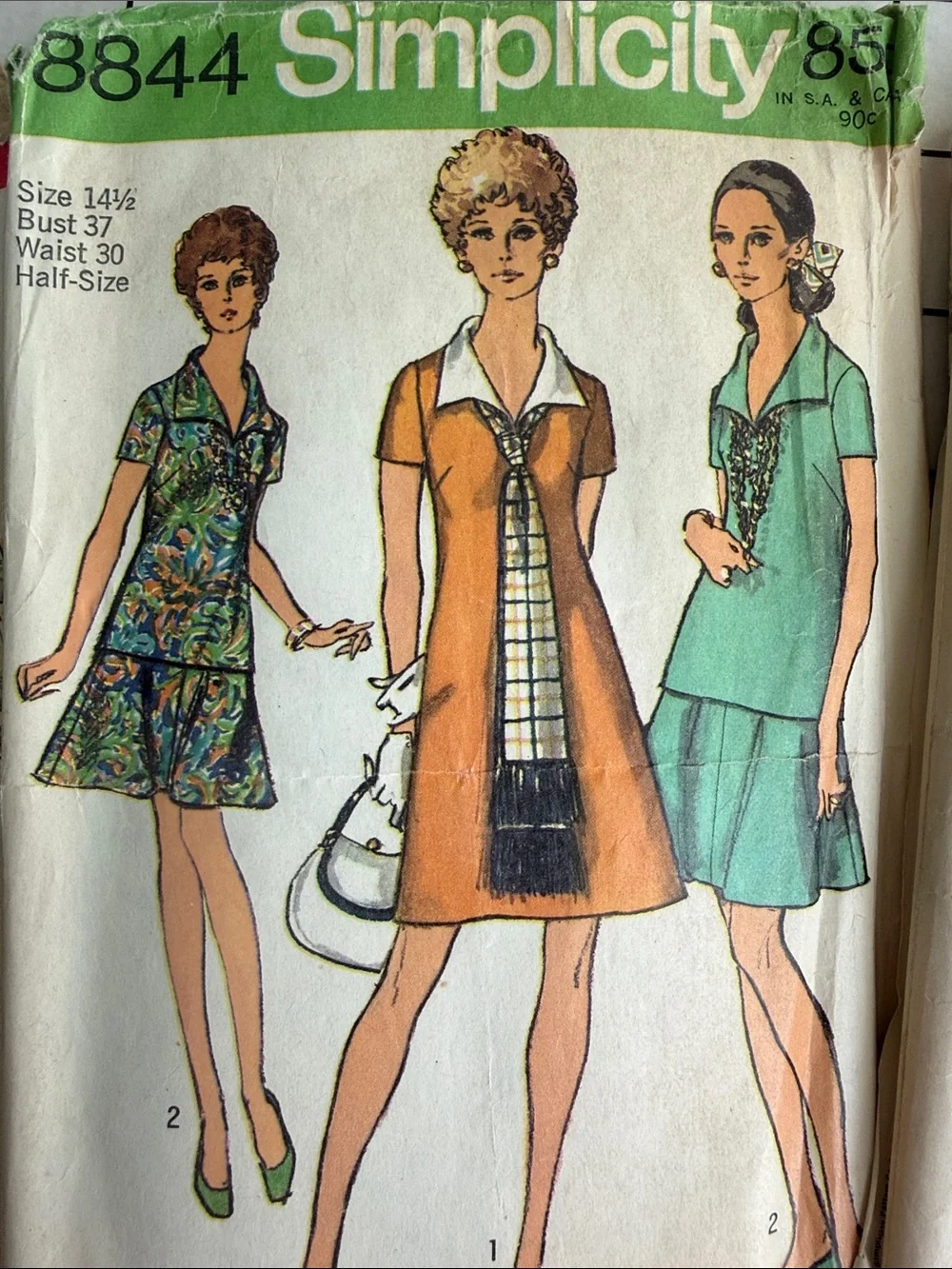 Lot of 3 Vintage Simplicity Sewing Patterns 8196 8694 8844 Complete Cut 1969-70
