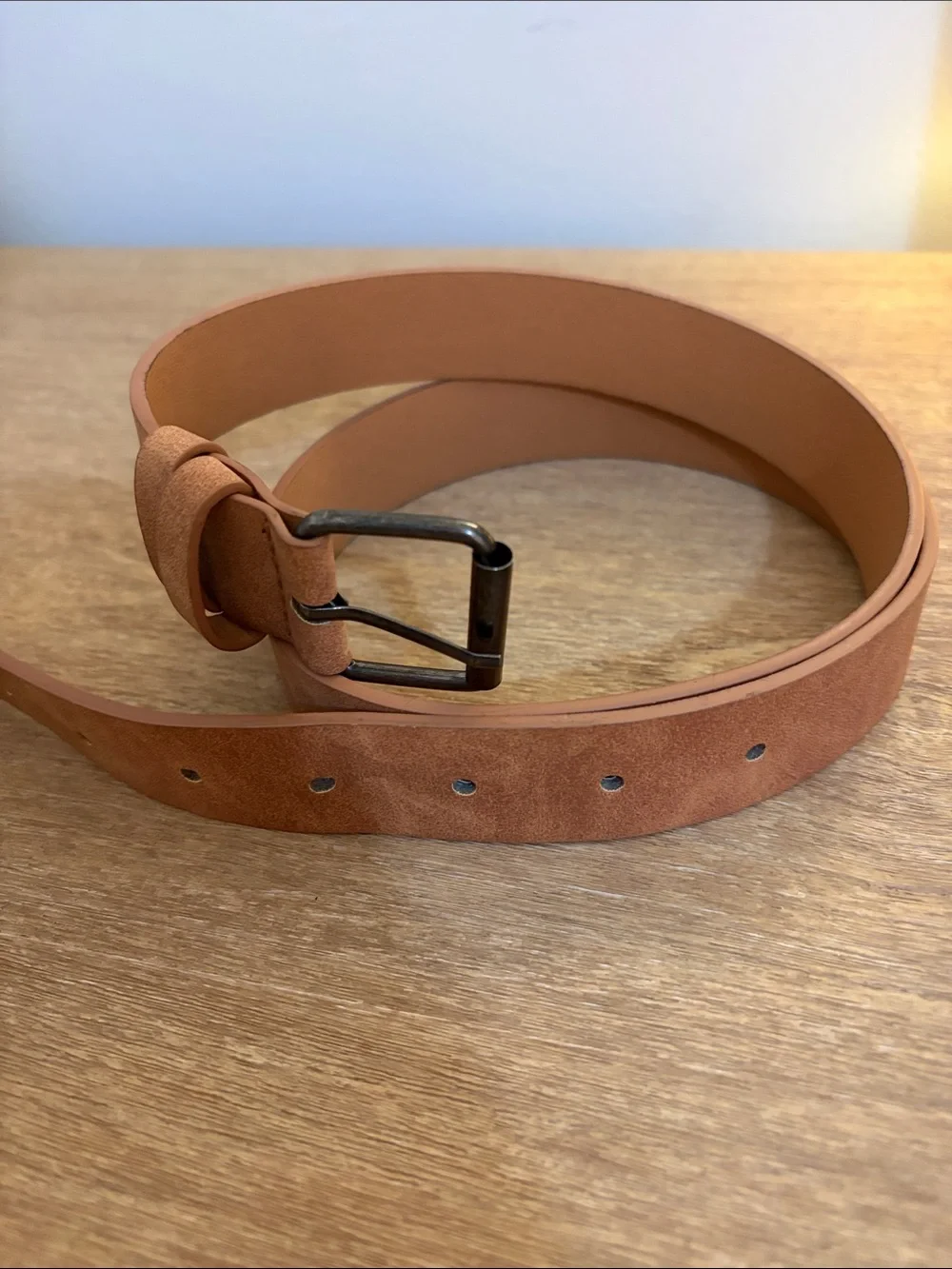 Men's Faux Leather Belt in Tan with Metal Buckle