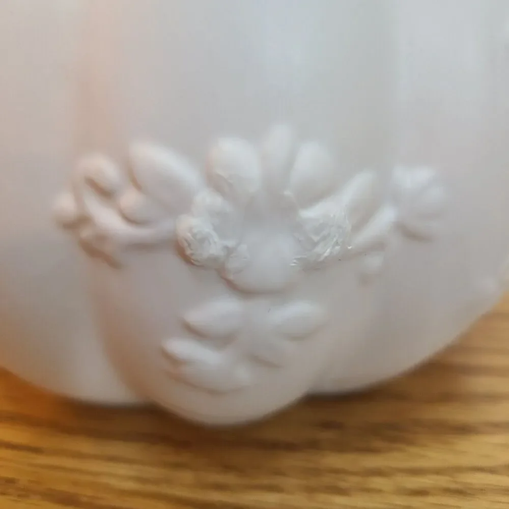 White Ceramic Harvest Pumpkin Container With Lid From 1-800-Flowers Arrangement