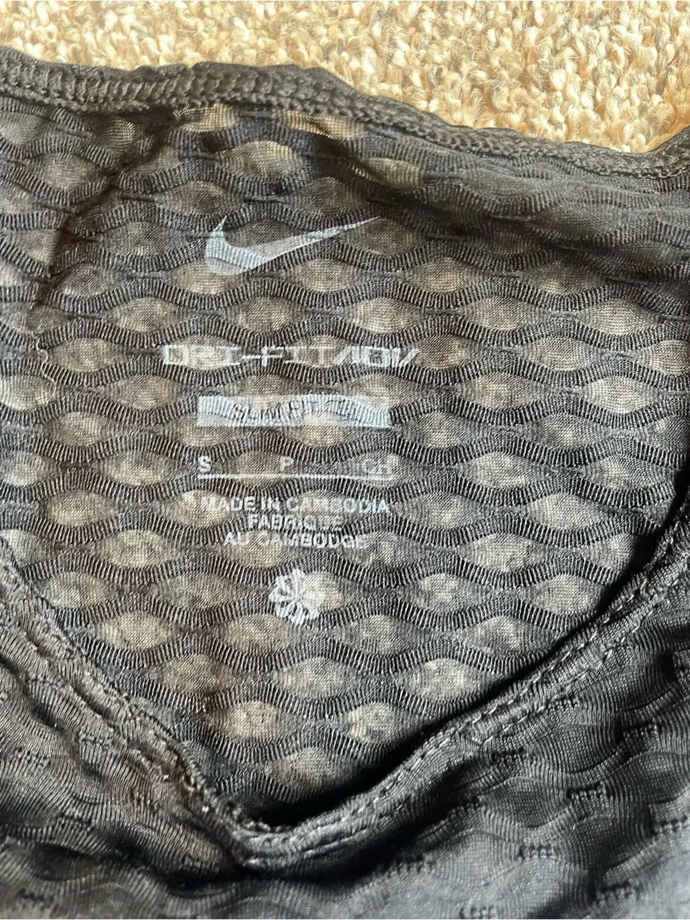 Nike Women's Dri Fit Black and Navy Striped Athletic Shirt Size Small