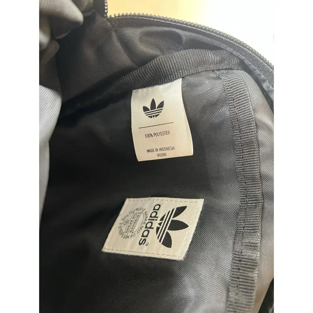 Adidas Sling Bag Unisex Small Black Polyester Gray Lined Zip Adjustable