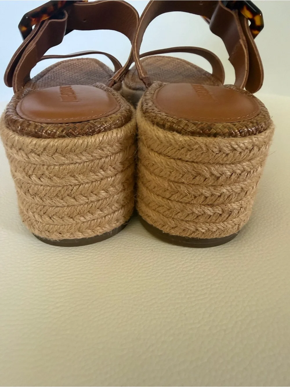 J.McLaughlin Fleur Wedges New NWOB Leather Tortoise Buckle Sandals 8.5