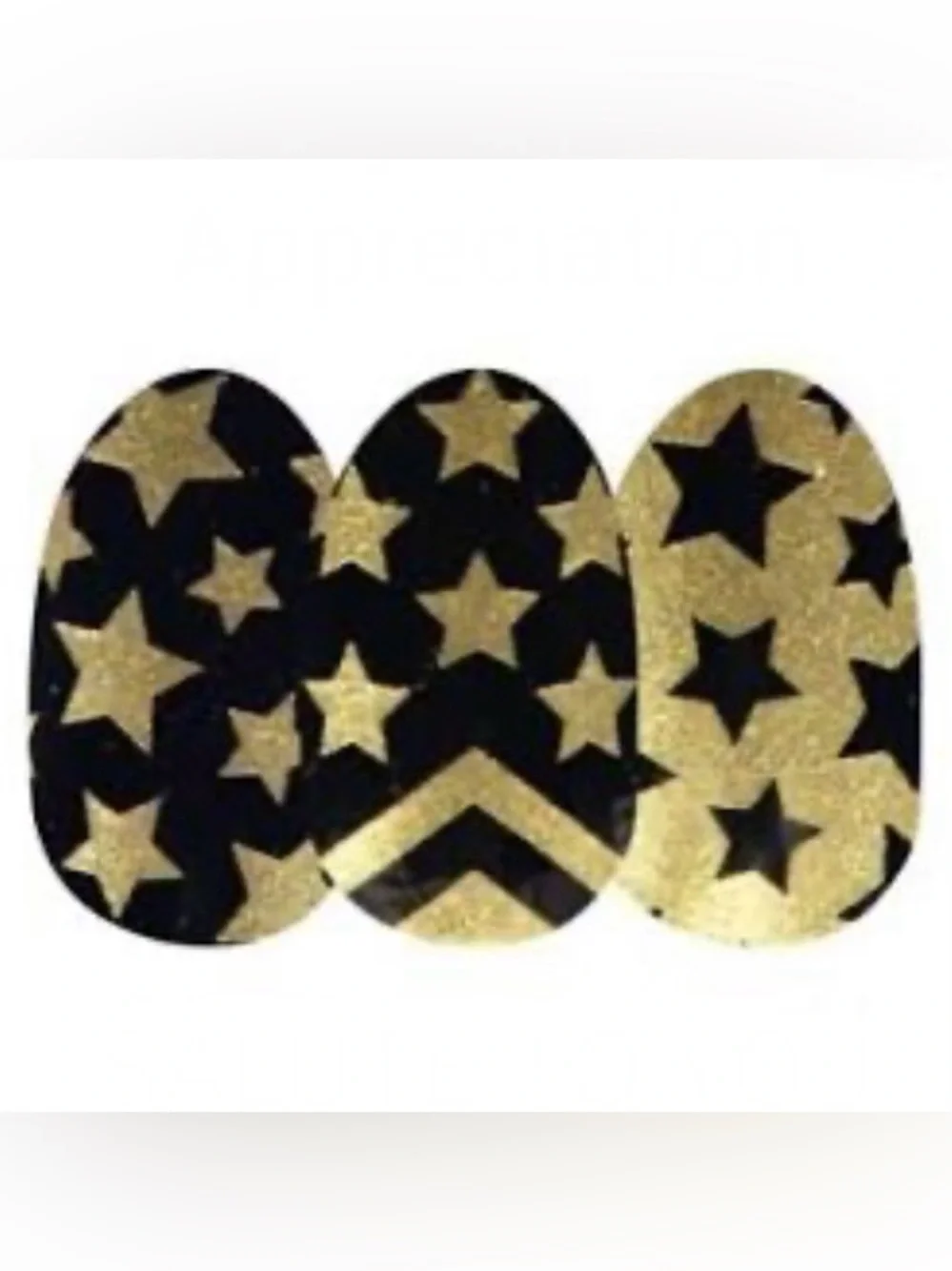 Color Street Salute To You 100% Pure Nail Polish *RETIRED* Black Gold Stars