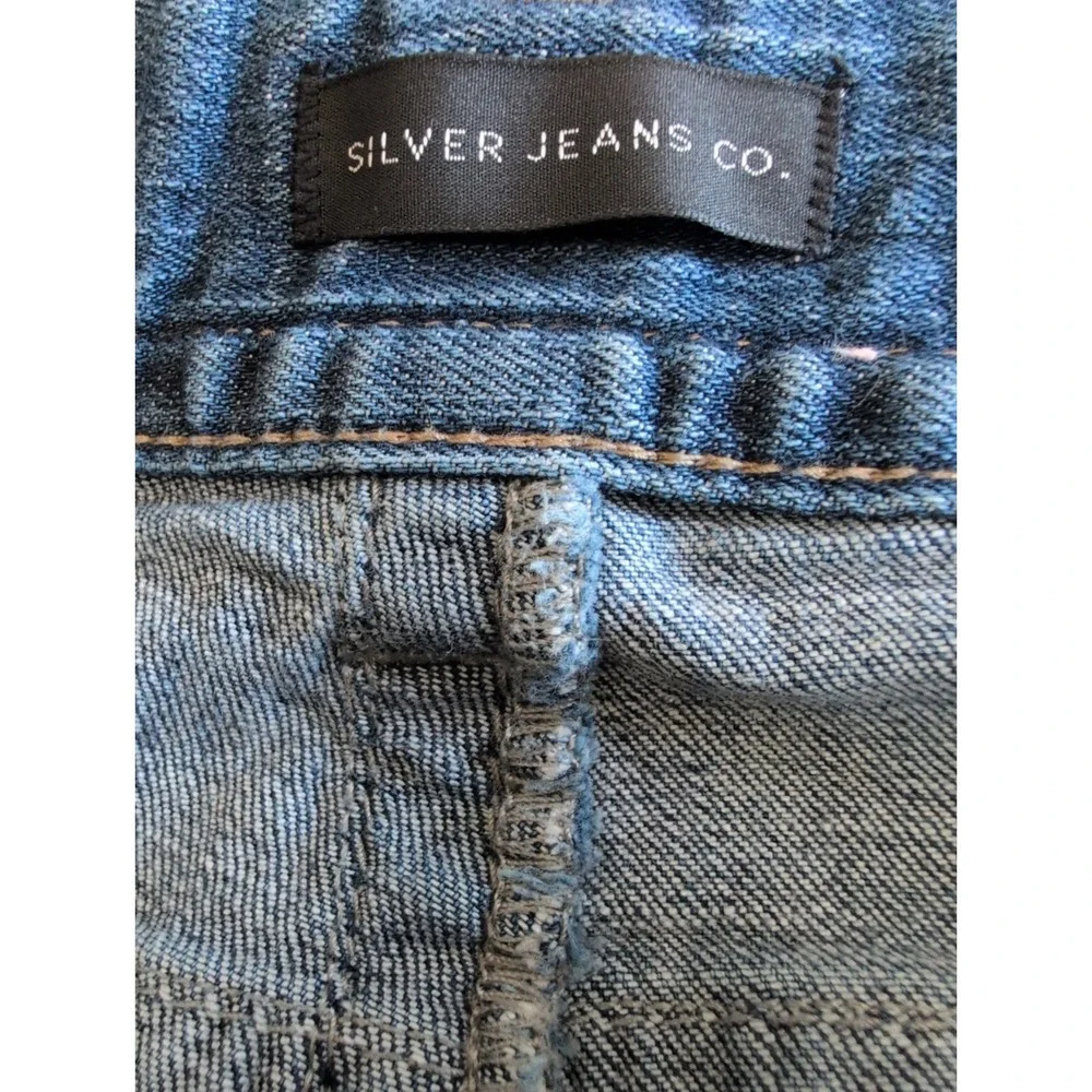Silver Jeans Zac Mens 30x30 Relaxed Straight Leg Blue Denim Thick Stitch Stretch