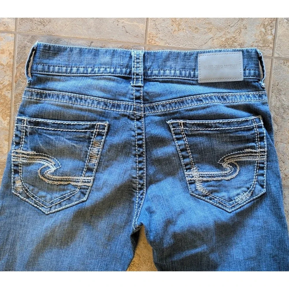 Silver Jeans Zac Mens 30x30 Relaxed Straight Leg Blue Denim Thick Stitch Stretch