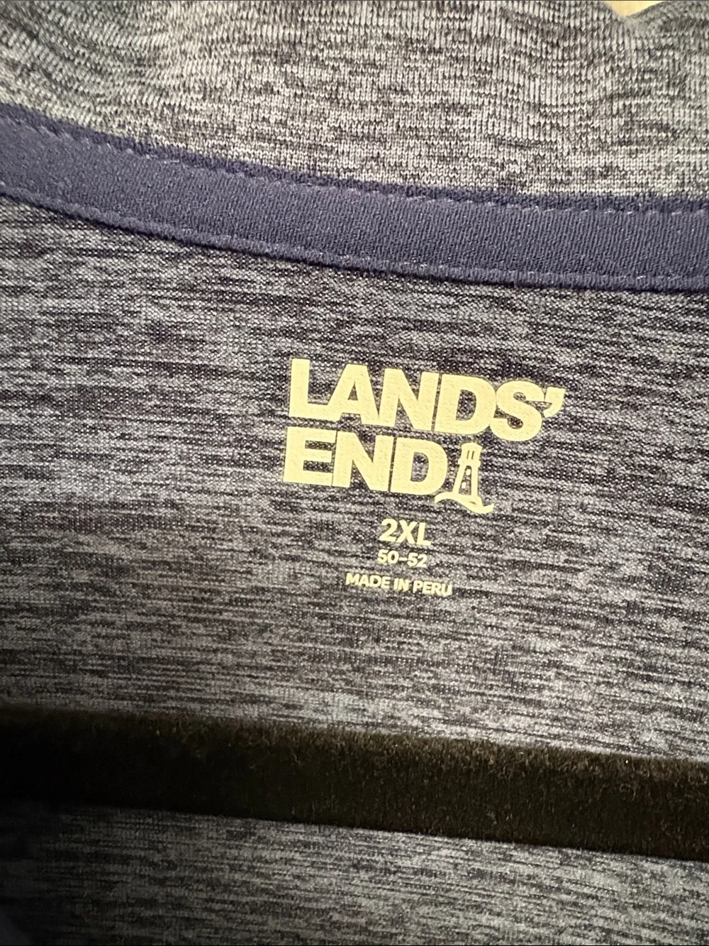 Lands' End Men's Heathered Slate Blue Half-Zip Pullover