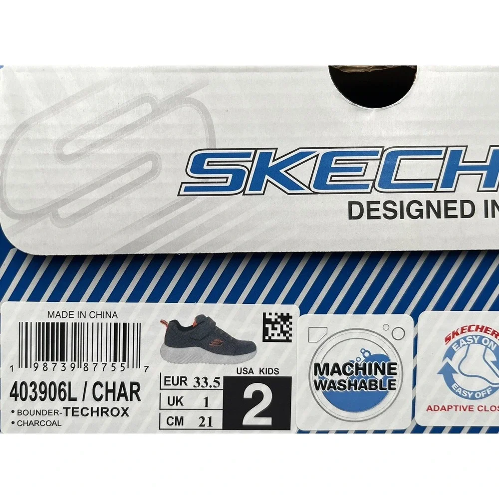 Skechers TechRox Youth Boys Slip on Athletic Sneakers Size 2 Gray Charcoal Shoes
