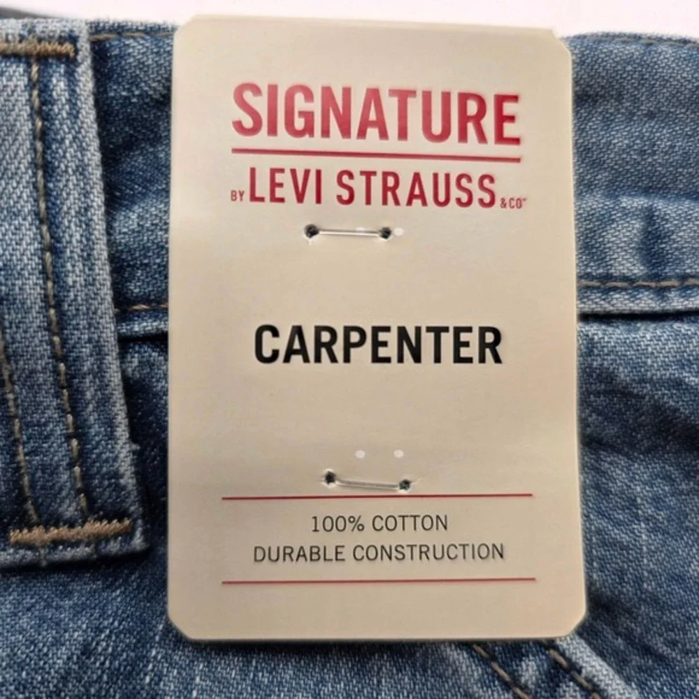 Signature by Levi Strauss Carpenter Jeans Men's 52x32 Indigo Blue Big & Tall NEW