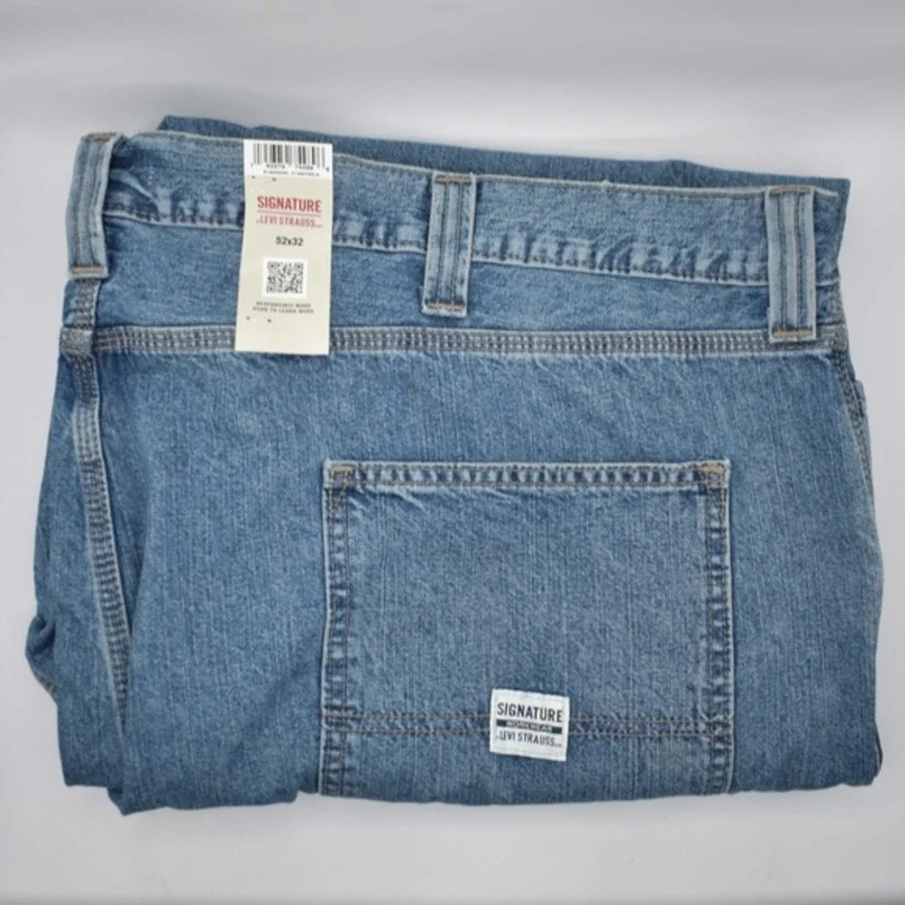 Signature by Levi Strauss Carpenter Jeans Men's 52x32 Indigo Blue Big & Tall NEW