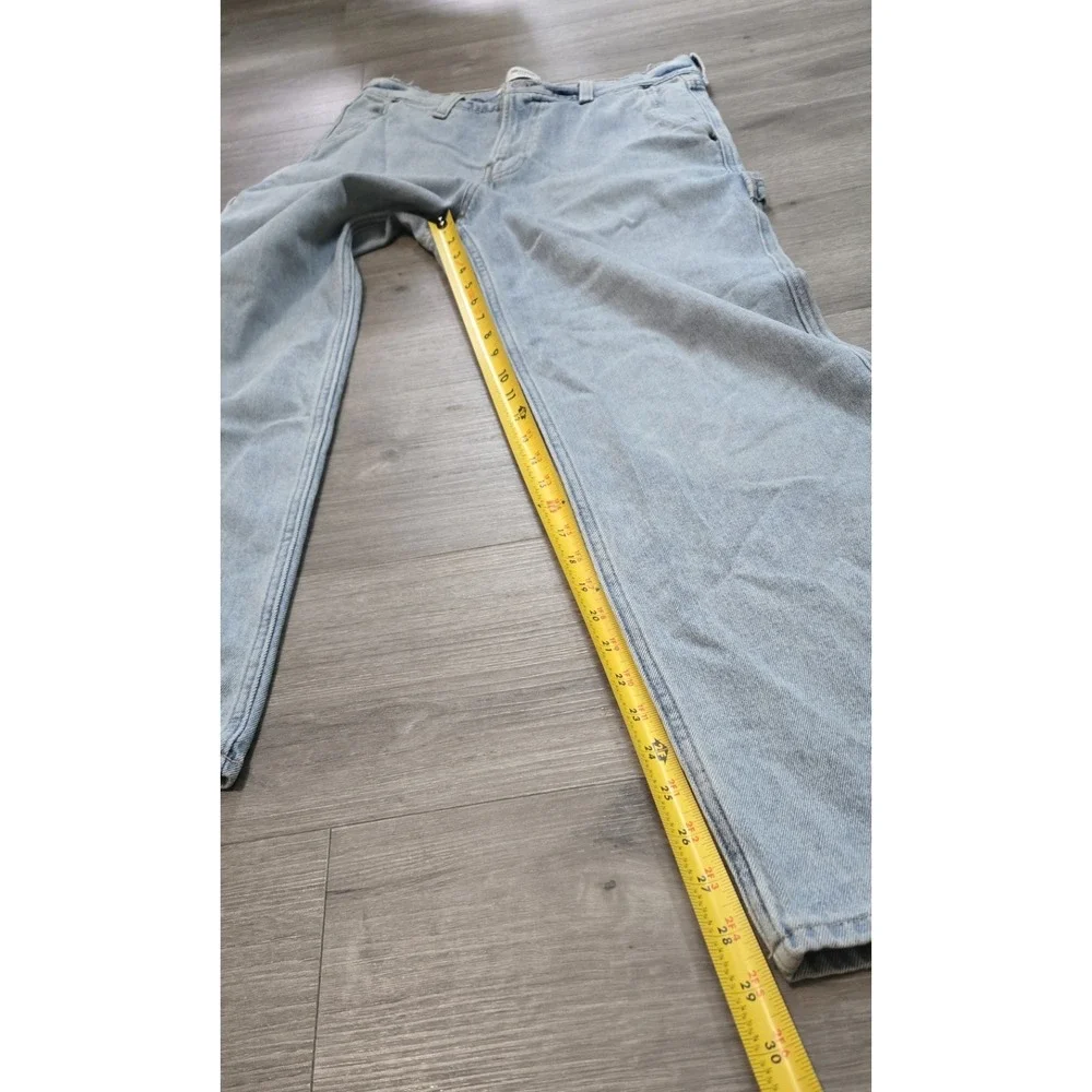 Hollister Baggy Carpenter Jeans 31 x 30 Light Wash Blue Relaxed Straight Denim