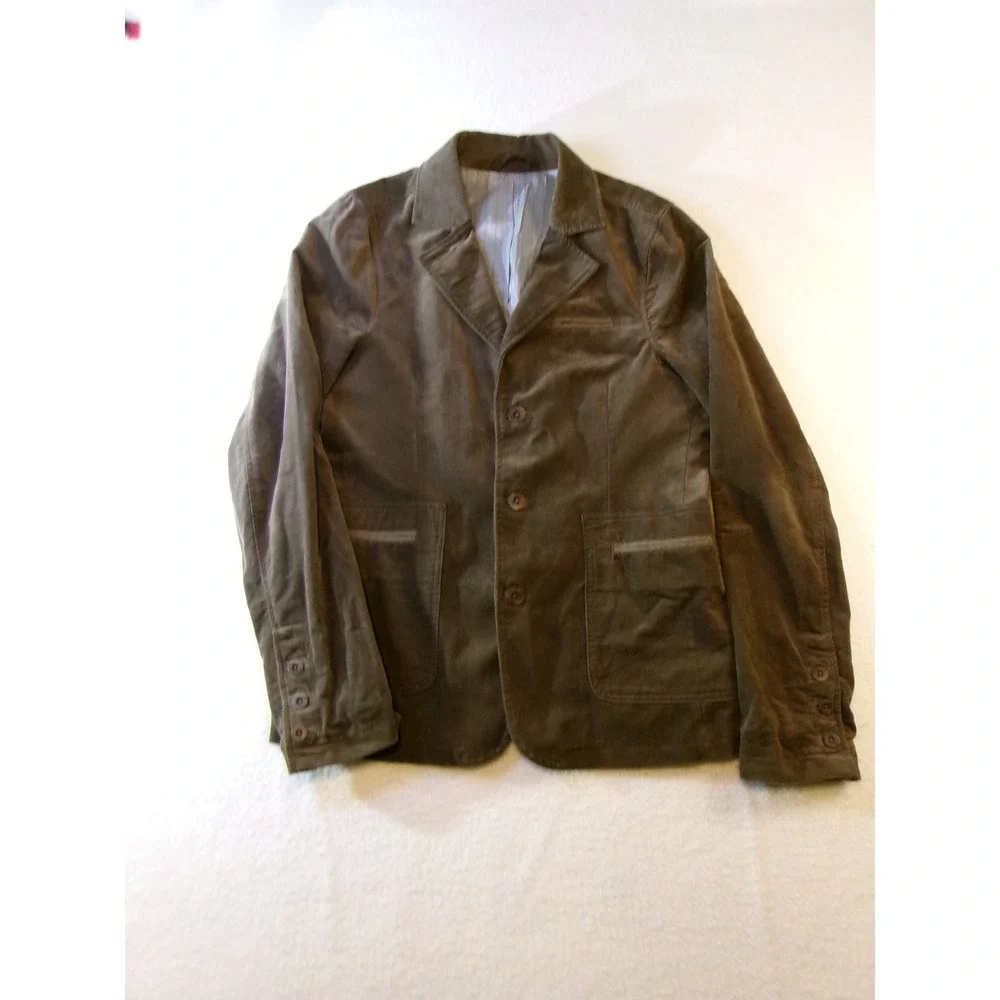 Fossil Mens Corduroy Blazer Jacket Brown Cotton 3 Button Sport Coat‎ Size L