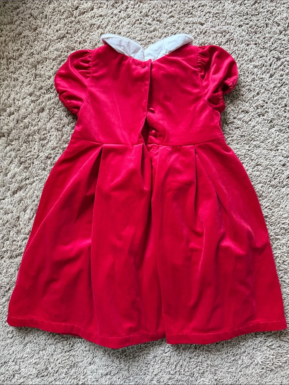 Max Studio Red Velvet Dress with White Faux Fur Collar