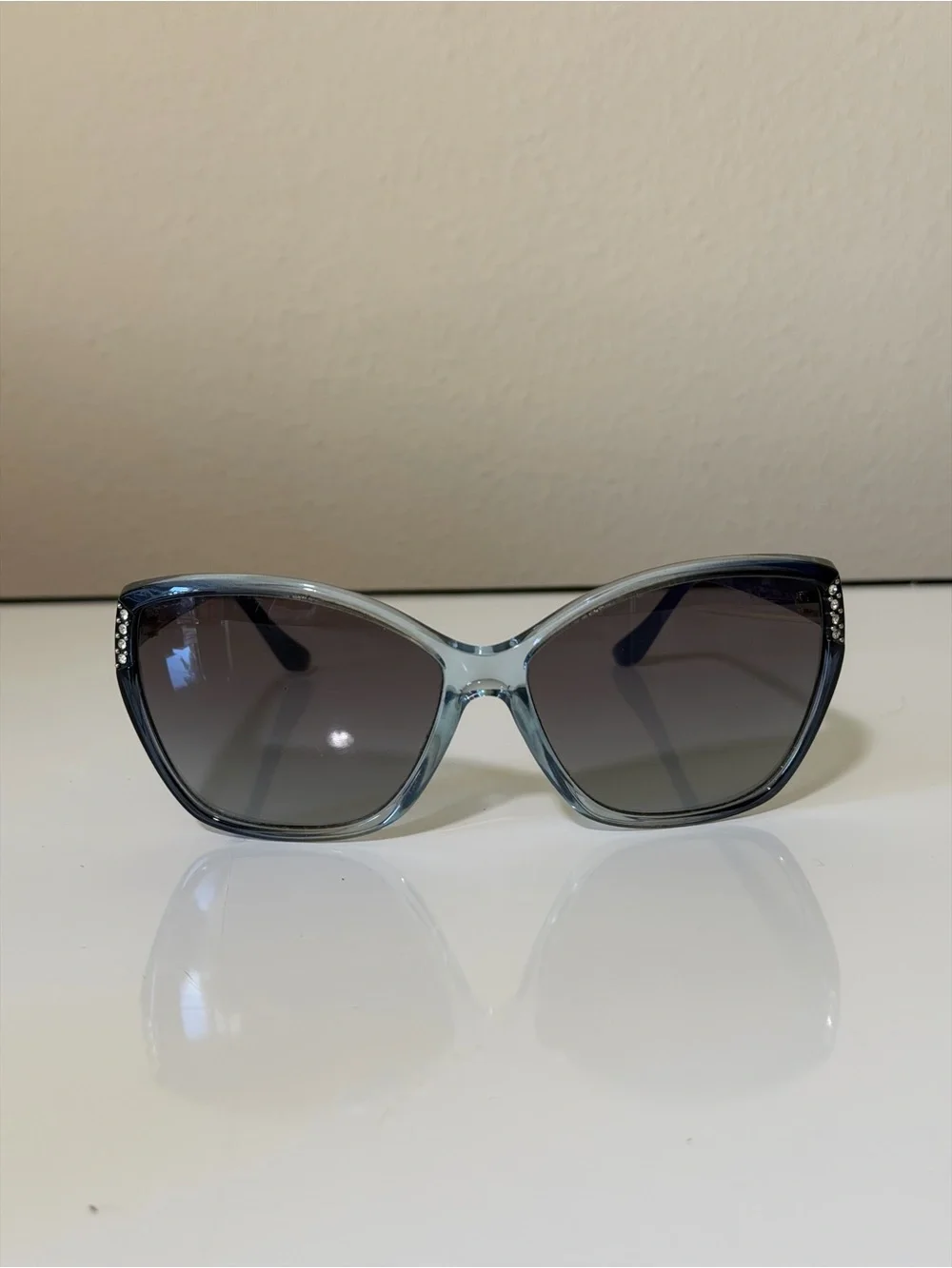 Vogue Women's Cat-Eye Sunglasses in Blue with Gray Gradient Lenses
