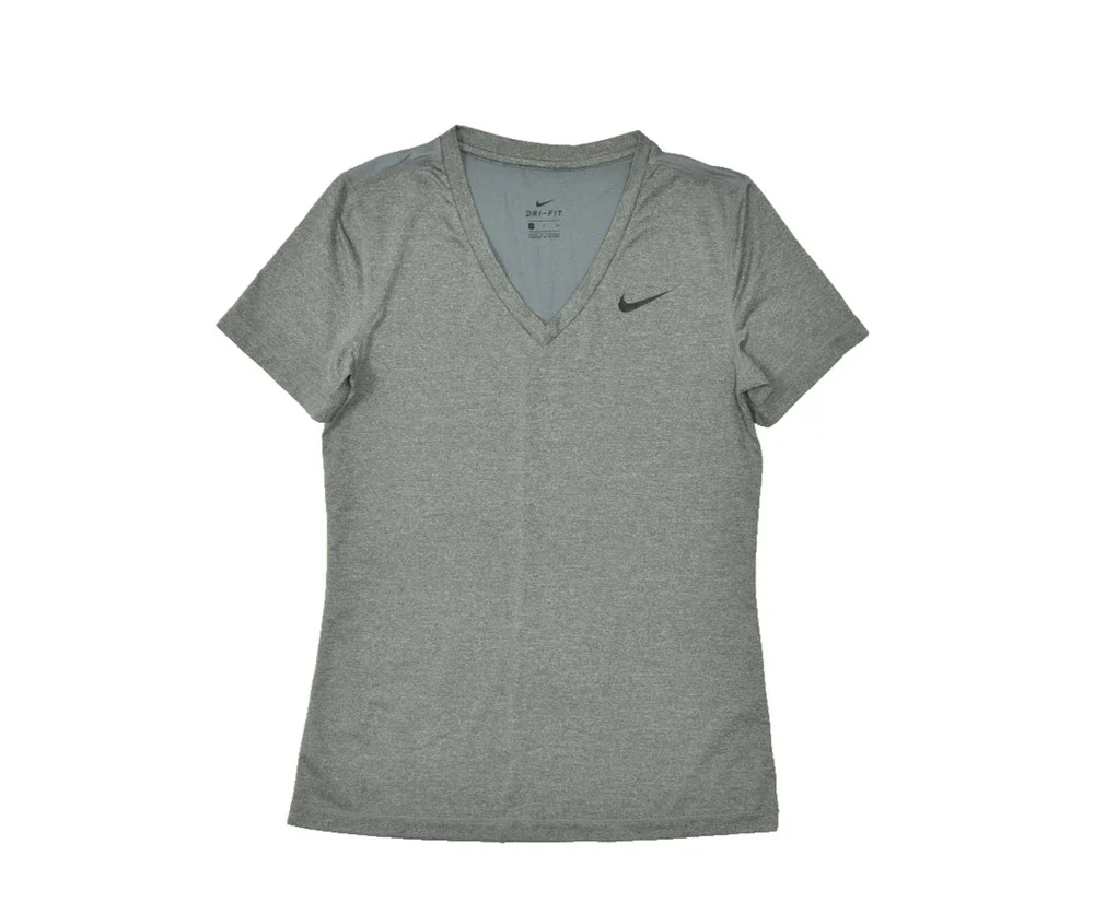 Nike Dri-Fit Women's Small Gray V-Neck Short Sleeve Athletic Training T-Shirt