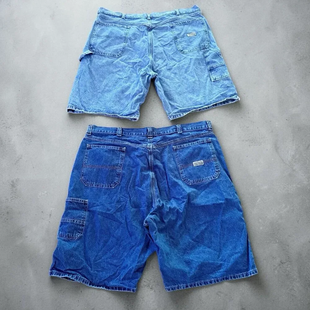 LOT/BUNDLE Vintage Mens Wrangler Jean Carpenter Cargo Shorts Sz 42 Jorts Cotton