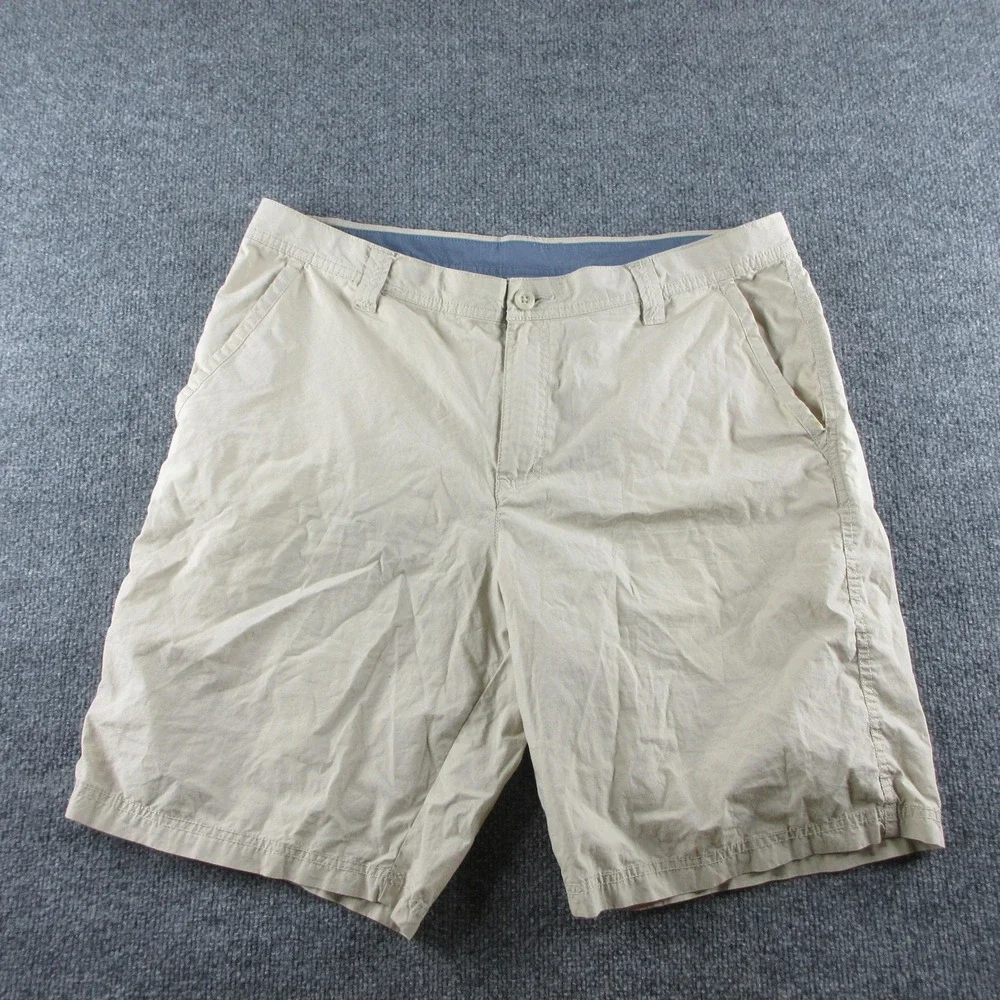 Columbia Shorts Mens 36 Beige Chino 10 Inseam Lined Cotton Pockets Casual Summer