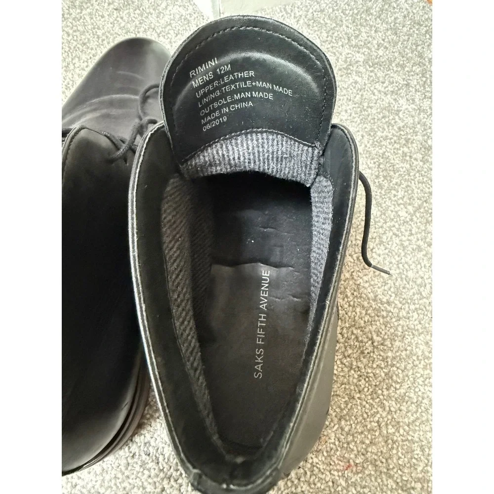 Saks Fifth Avenue Rimini Mens Black Leather Chukka Ankle Boots Size 12M