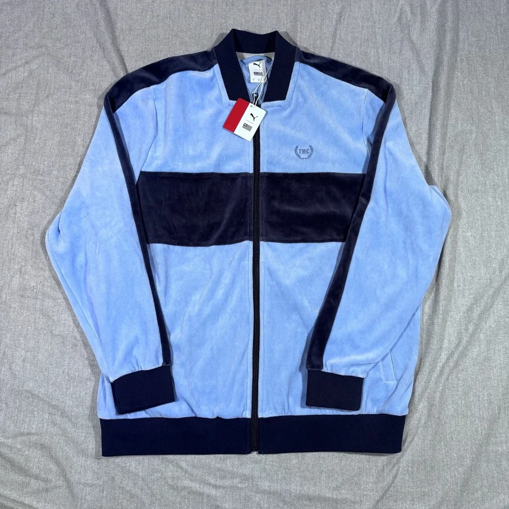 Puma TMC All Star Jacket Mens Large Pop Blue‎ Velour Track Zip Retro Streetwear