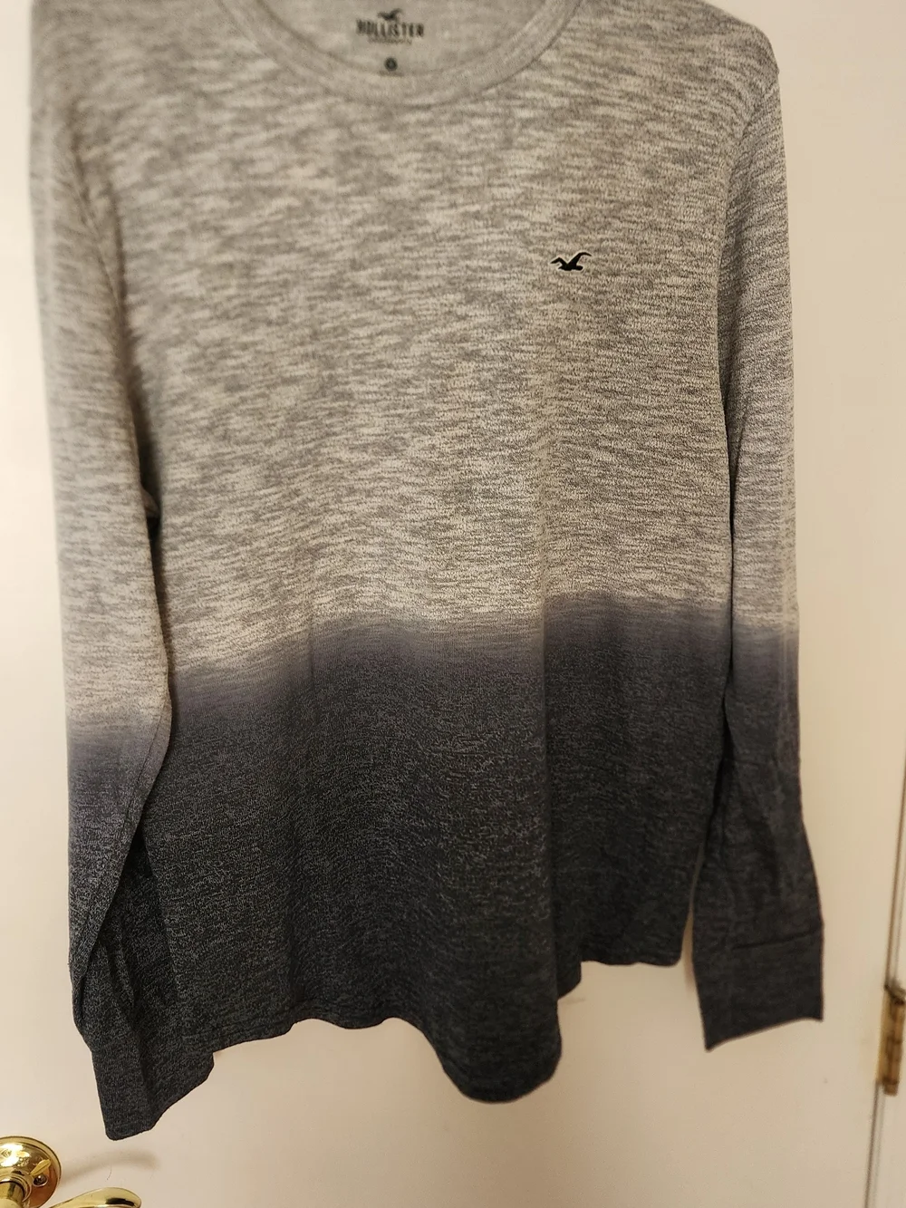 Hollister Men's Gradient Crewneck Sweater - Light Gray to Dark Gray
