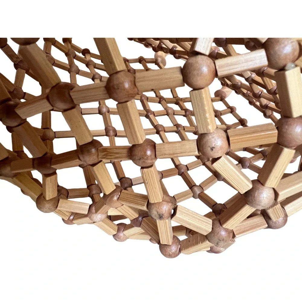 Cult Gaia Emmie Net Tote Bag Natural Bamboo Beaded Lattice Summer Handbag