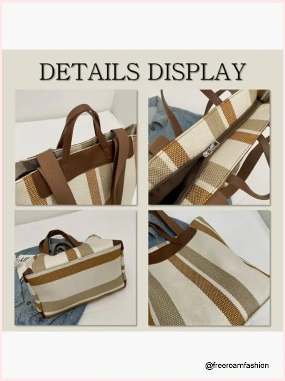 Large Canvas Work Tote Laptop Shoulder Bag Office Daily