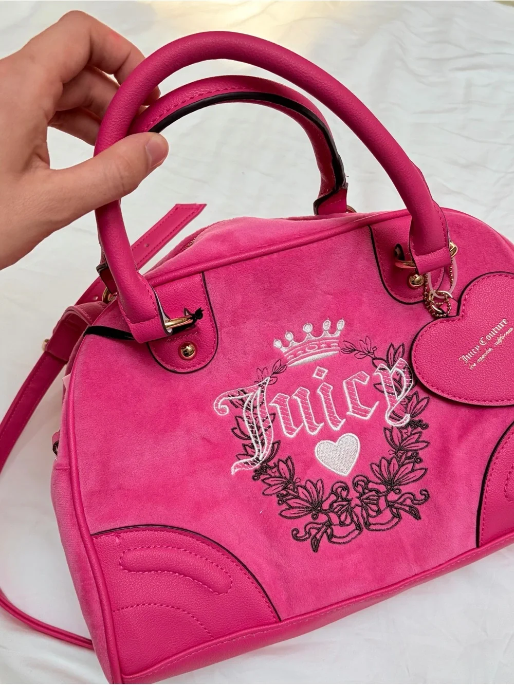 Juicy Couture Vintage Pink Satchel with Heart Charm