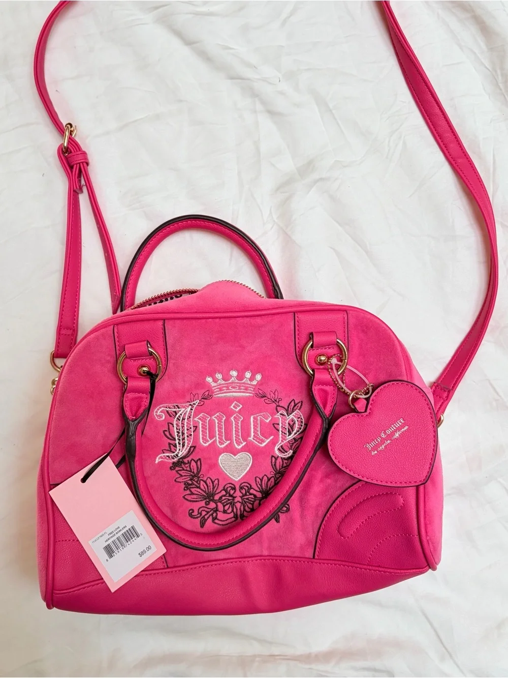 Juicy Couture Vintage Pink Satchel with Heart Charm