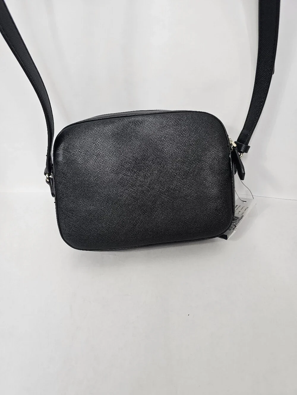 GUESS Black Carys Saffiano Camera Crossbody Bag Faux Vegan Leather NEW