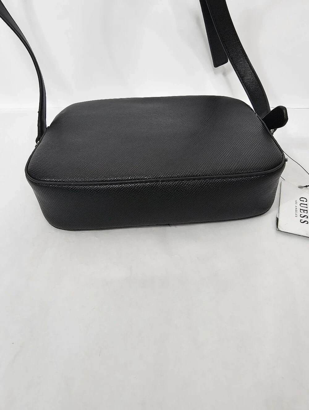 GUESS Black Carys Saffiano Camera Crossbody Bag Faux Vegan Leather NEW