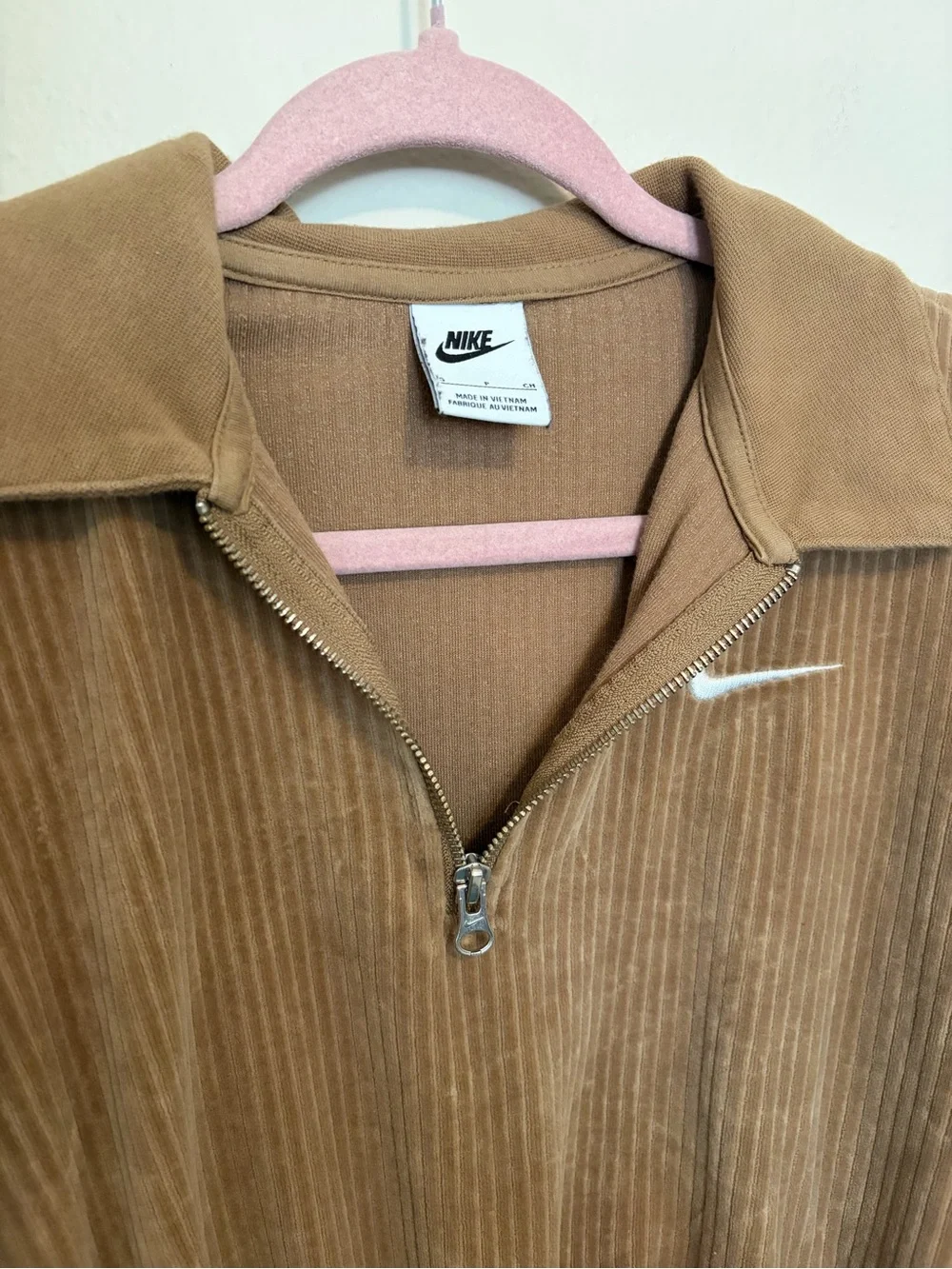Nike Brown Velour Half-Zip Pullover