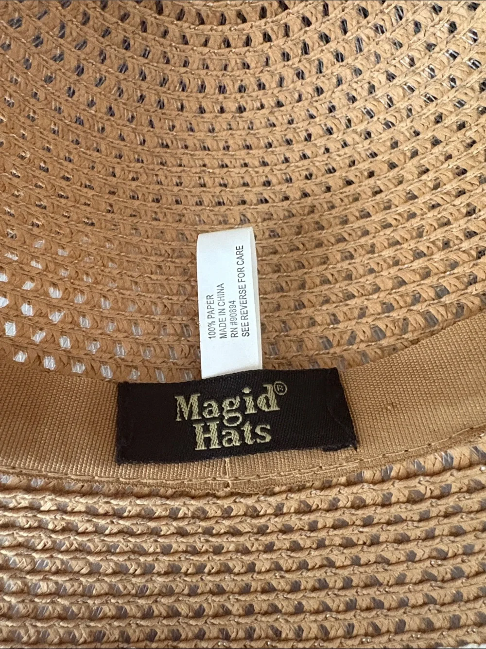 Magid Brown Straw Sun Hat with White Trim