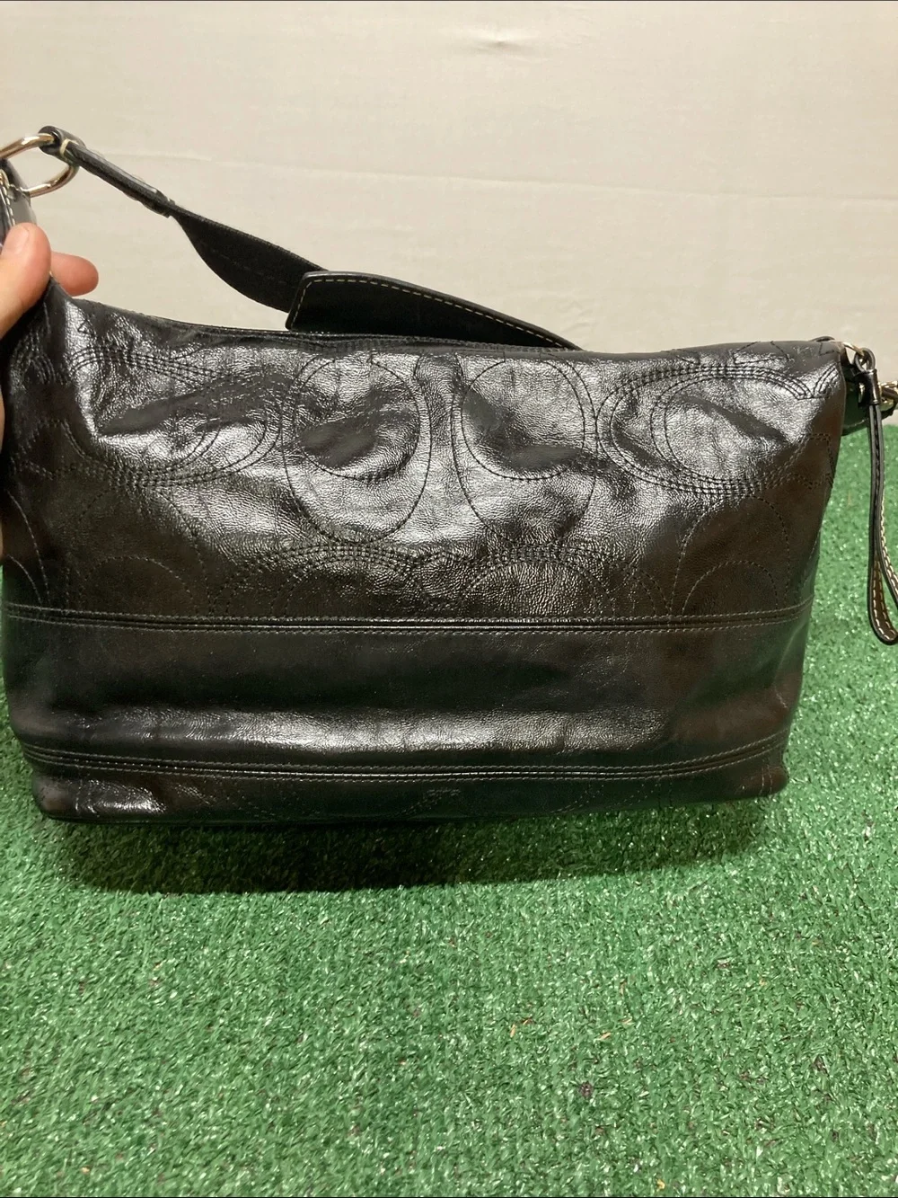 Coach Black Leather Hobo with Signature Plaque (OKPM-07-011)