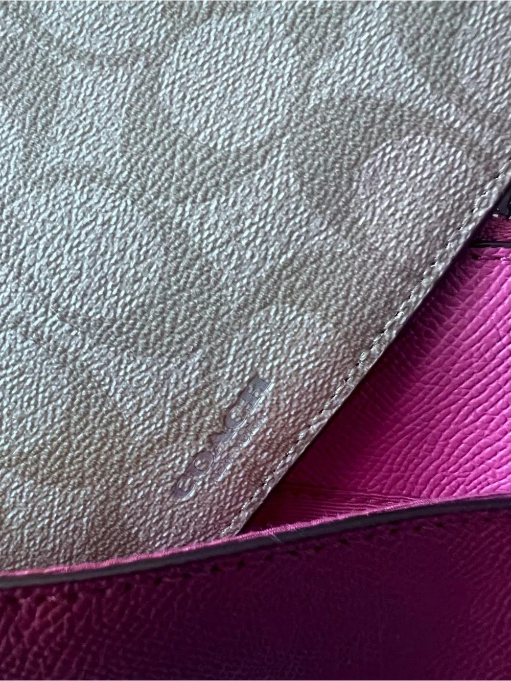 Coach F57788 Bright Fuschia/Saddle CRSGN LTH EW POP Crossbody w/matching wallet