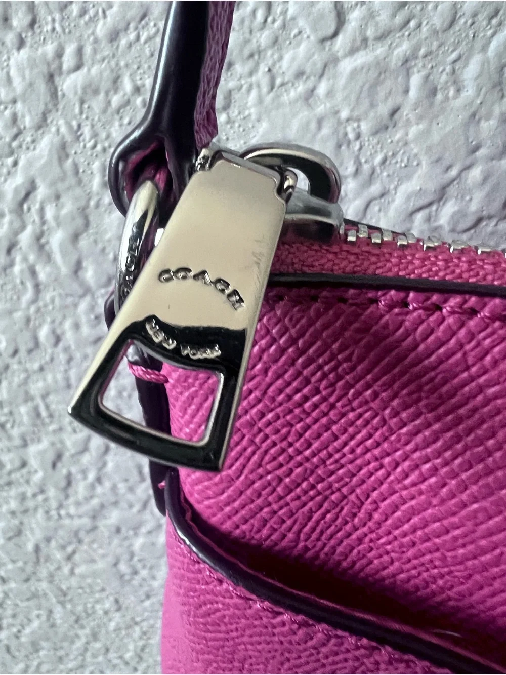 Coach F57788 Bright Fuschia/Saddle CRSGN LTH EW POP Crossbody w/matching wallet