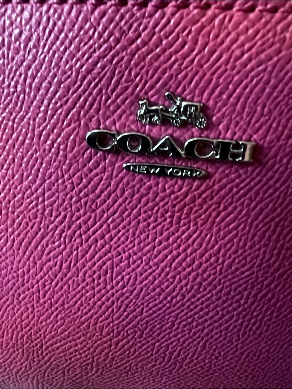 Coach F57788 Bright Fuschia/Saddle CRSGN LTH EW POP Crossbody w/matching wallet
