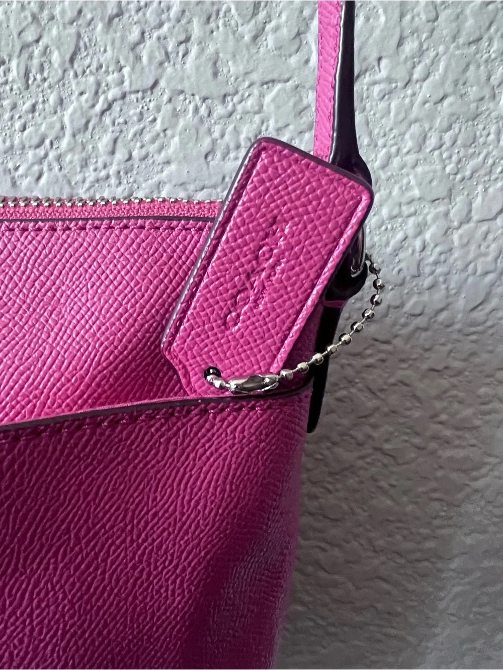 Coach F57788 Bright Fuschia/Saddle CRSGN LTH EW POP Crossbody w/matching wallet