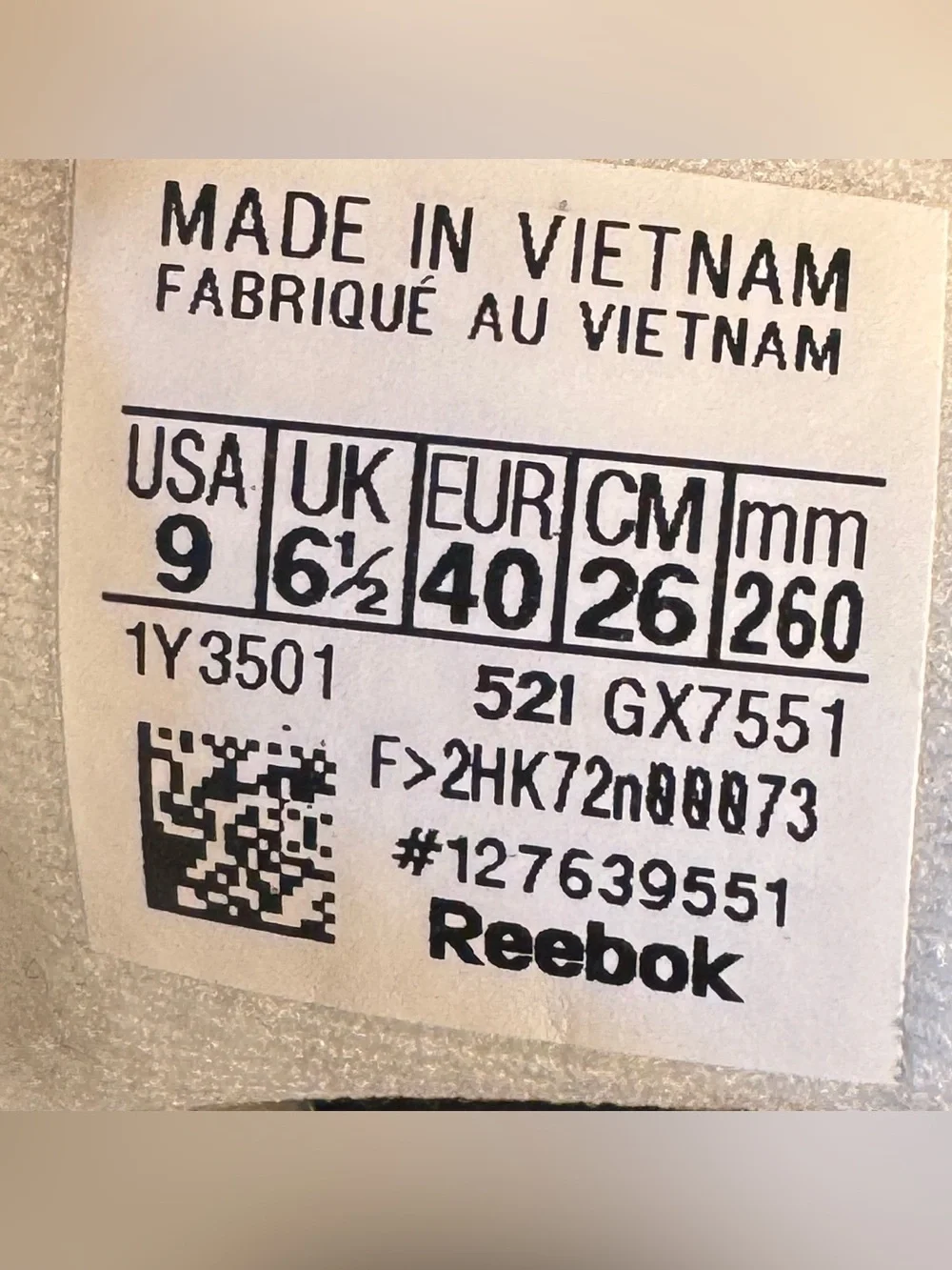 Reebok pricing free size