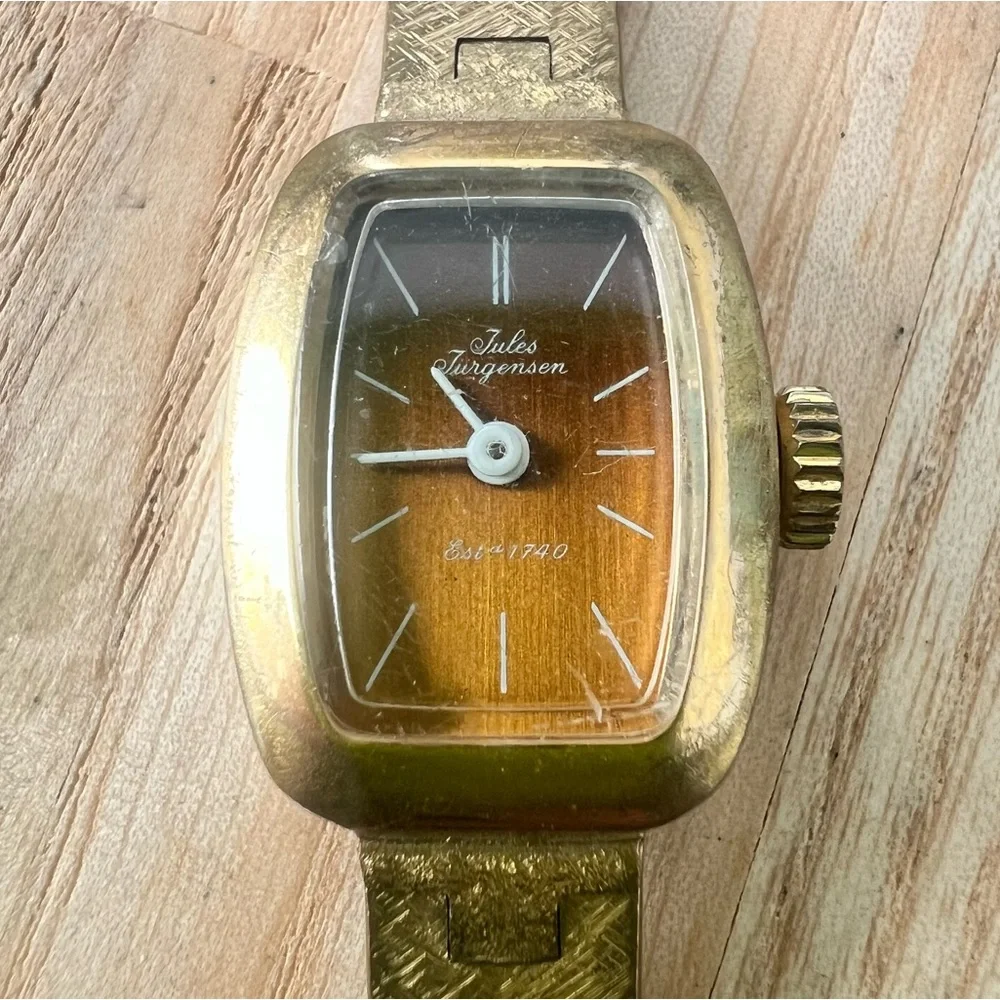 Vintage Jules Jurgensen ladies gold tone bronze tone mechanical dress watch