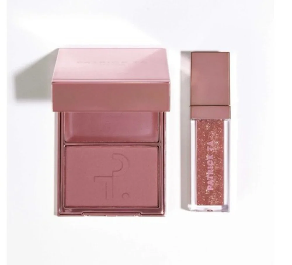 Patrick Ta Holiday Gloss/ Glow Set: Blush Duo & Lip Gloss On Holiday/Warm Me Up
