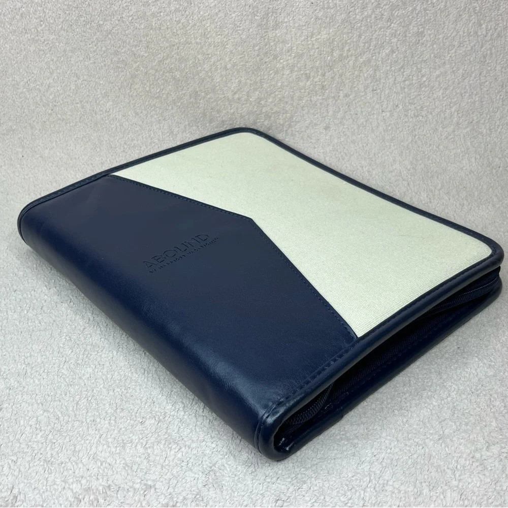 Abound by Marriott Canvas/Leather Concierge Organizer Folder Binder-Navy/Cream